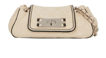 East West Mademoiselle Accordion Flap, &pound;895, Handbags, Cream, Leather, Front view